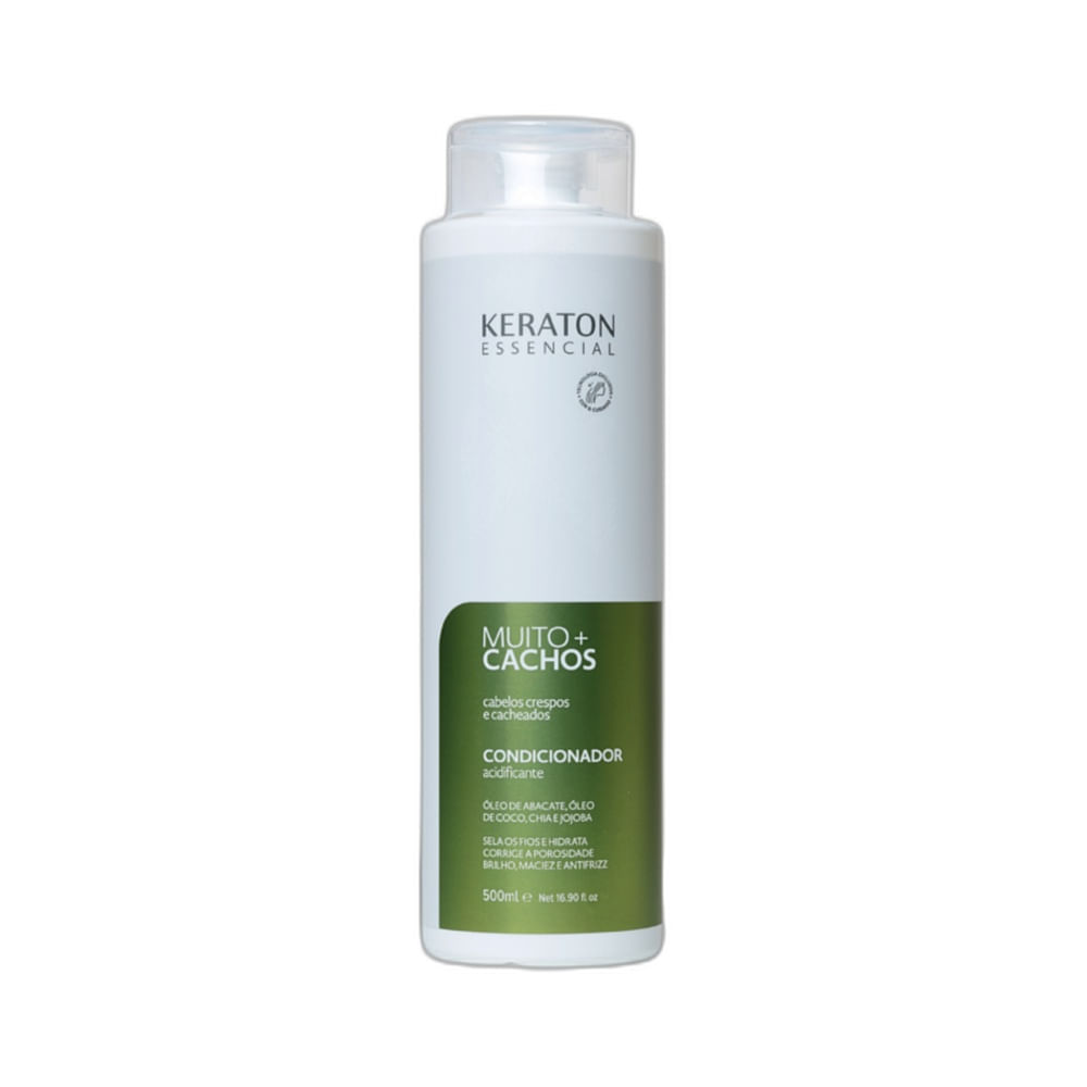 Detalhe do frasco do Condicionador Keraton Muito Mais Cachos 500ml